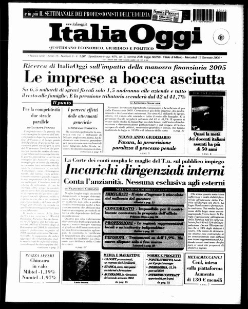 Italia oggi : quotidiano di economia finanza e politica